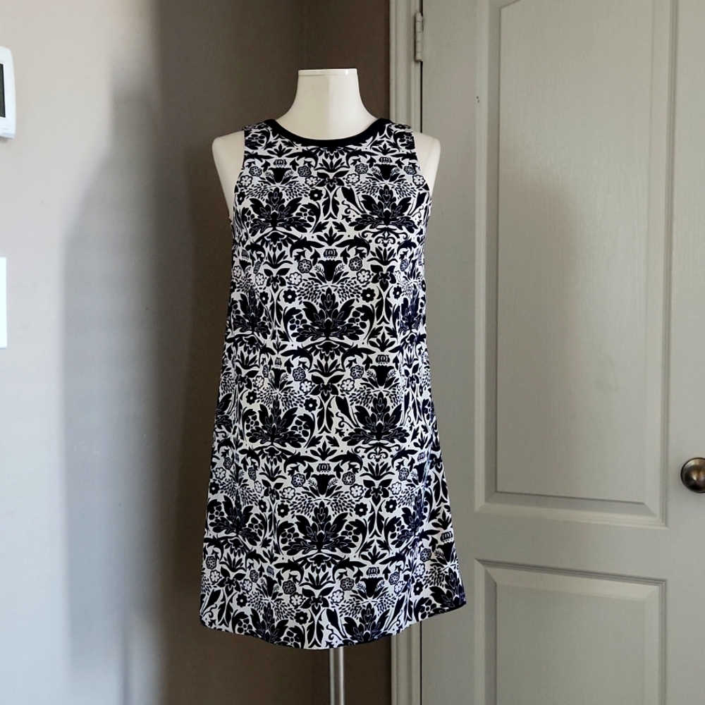 LOFT navy and white print dress